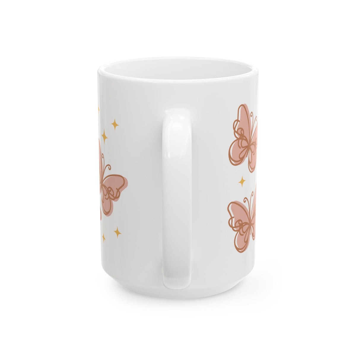 Peachy Butterfly Cute Ceramic Mug Coffee Cup (11oz & 15oz)