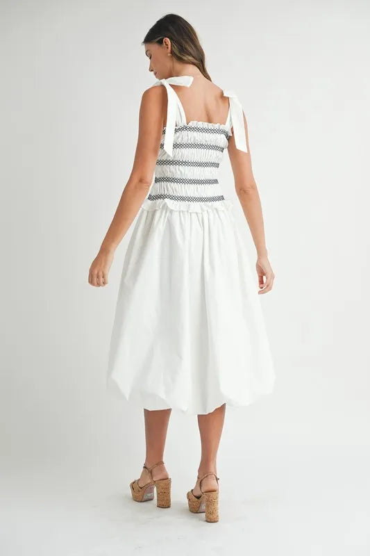 MABLE Smocked Bodice Bubble Midi Dress - Sydney So Sweet
