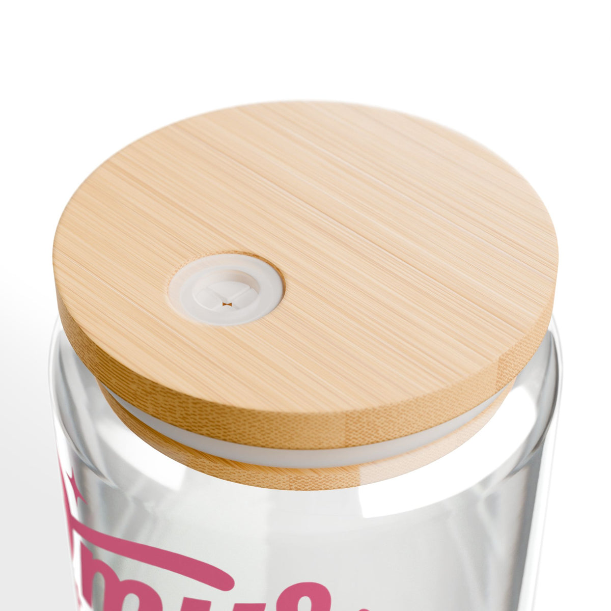 OMW to Get Iced Coffee Retro Pink Script Sipper Glass 16oz Reusable Drink Jar with Lid & Straw