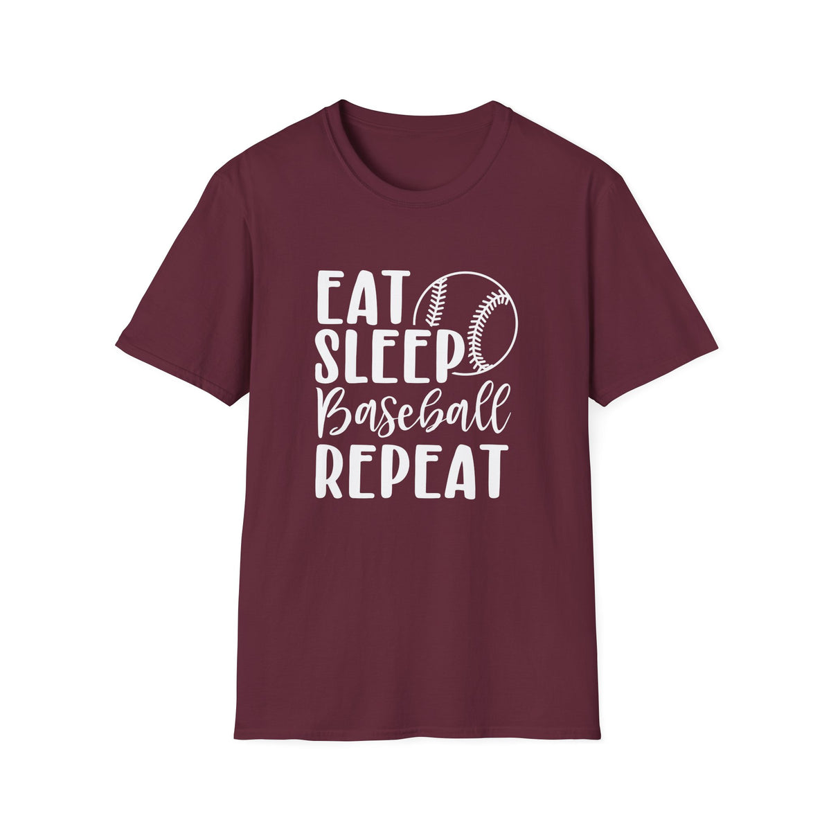Eat Sleep Baseball Repeat Graphic T-Shirt Cute Sports Mom Tee (12 Team Colors)