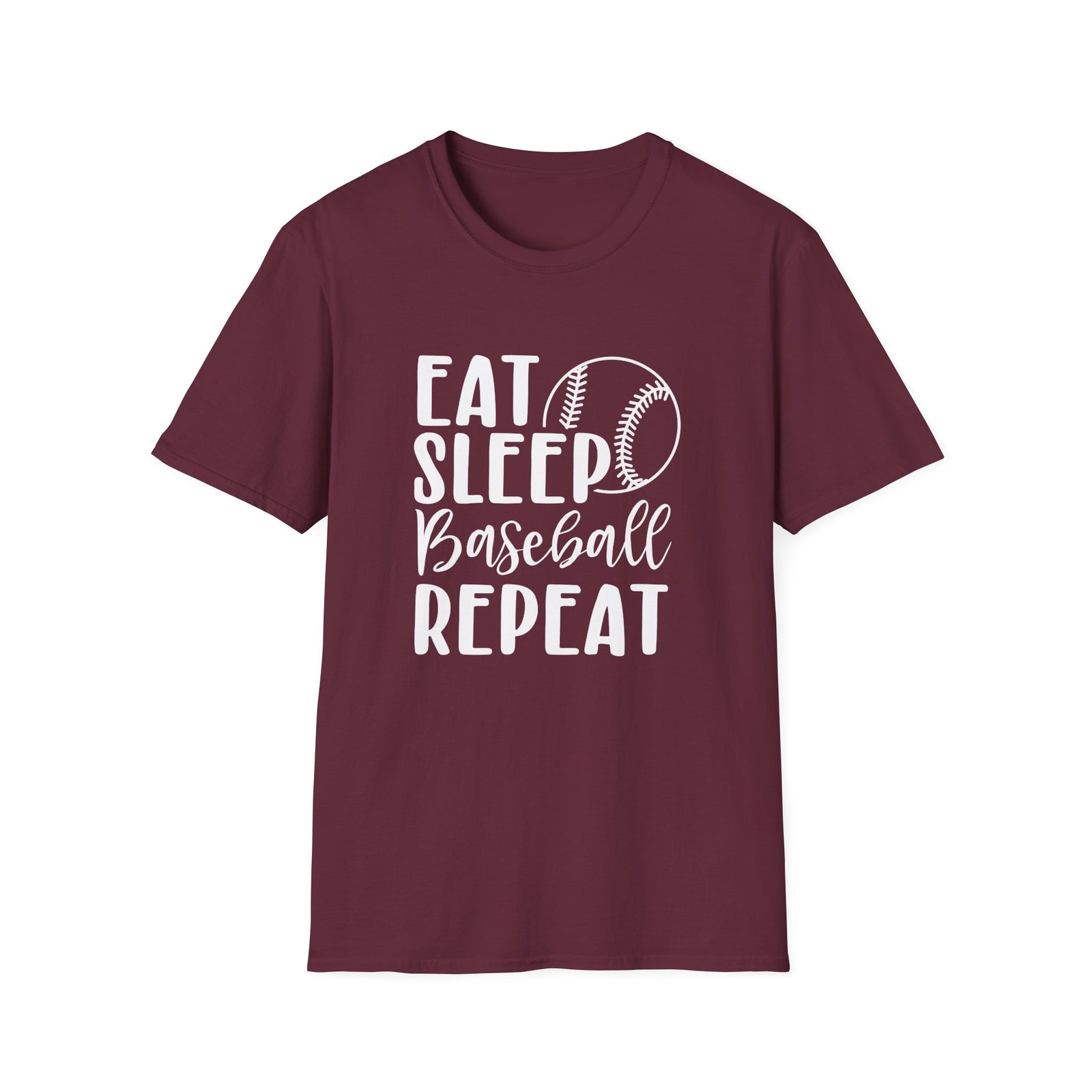 Eat Sleep Baseball Repeat Graphic T-Shirt Cute Sports Mom Tee (12 Team Colors)