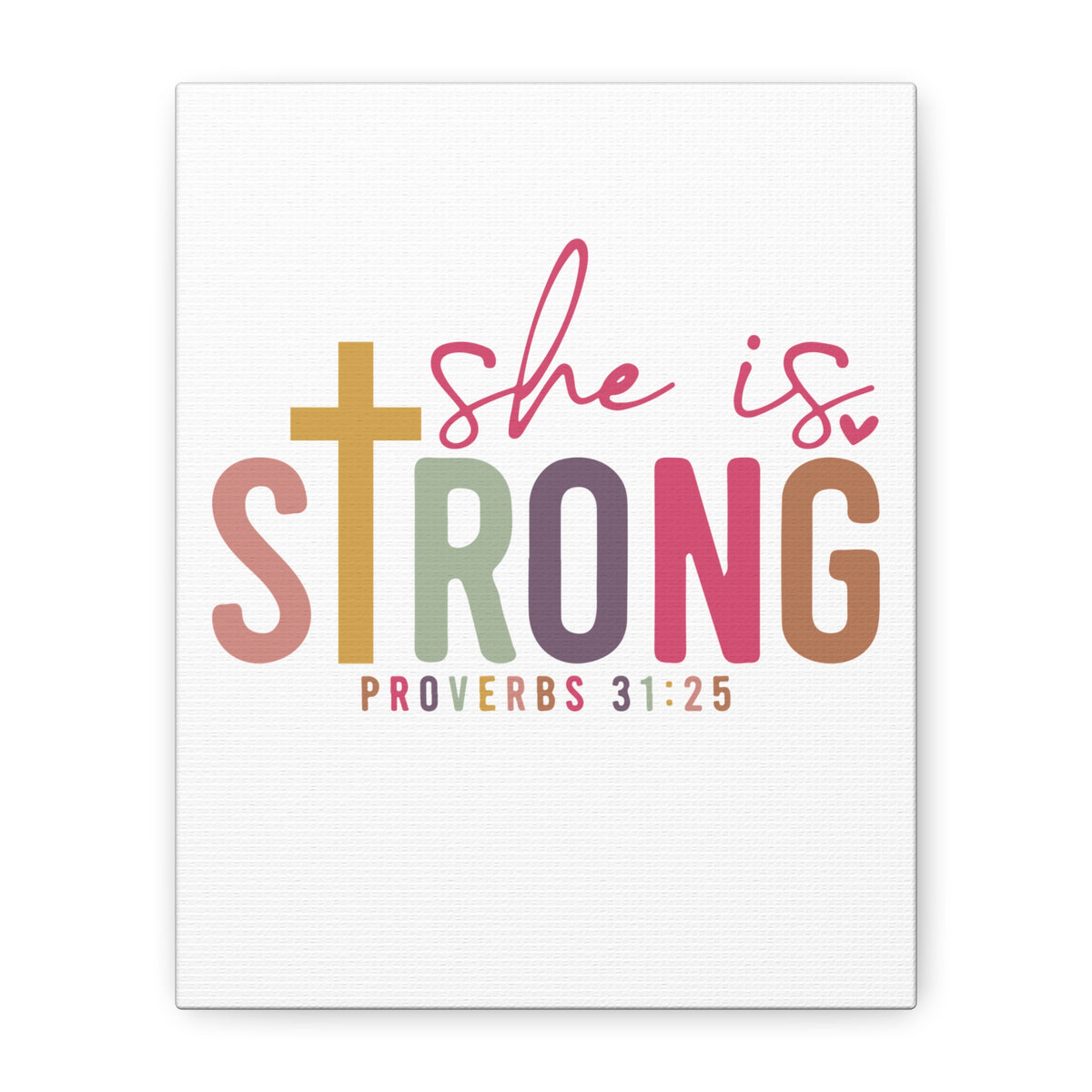 She Is Strong Canvas Wall Art Proverbs 31:25 Inspirational Christian Canvas