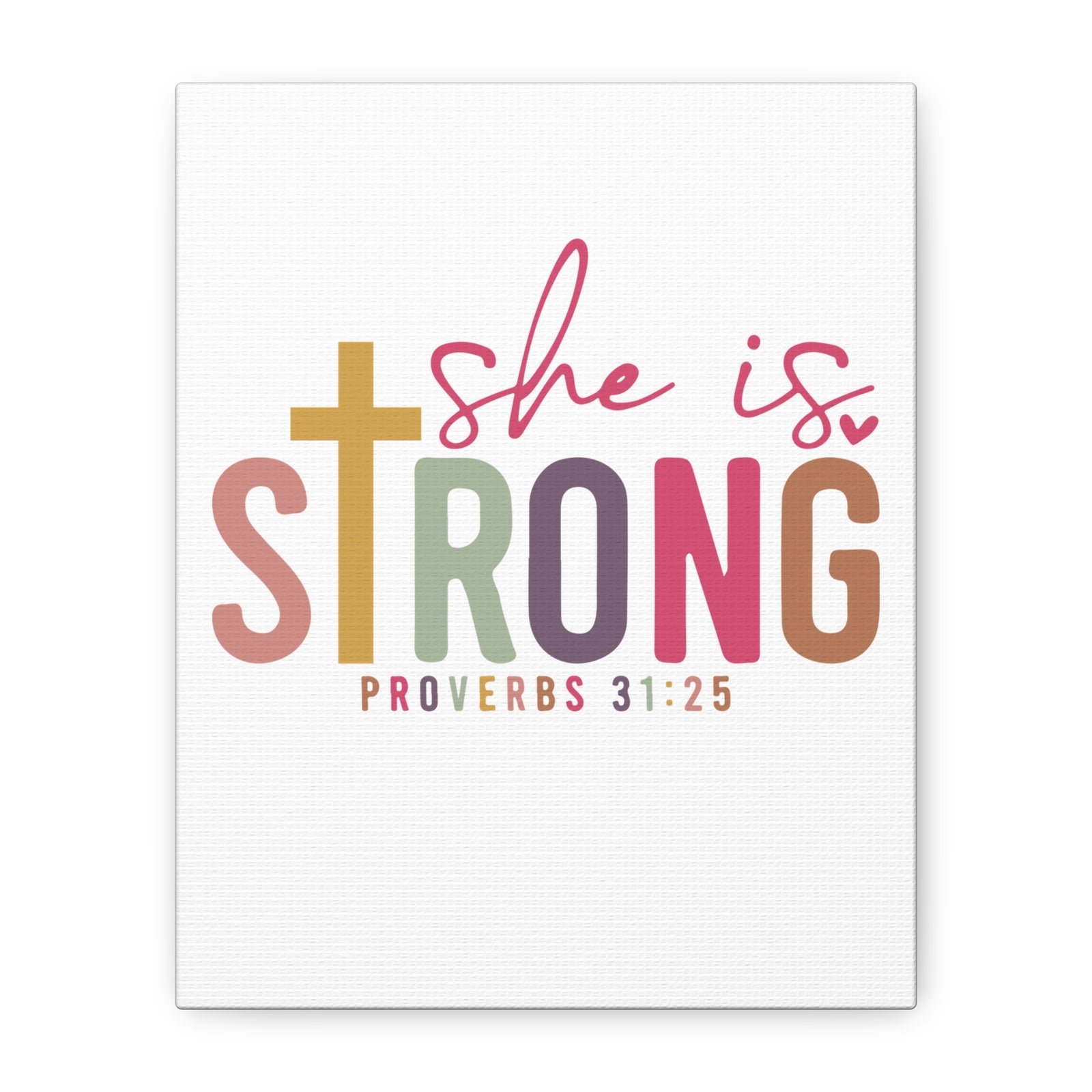 She Is Strong Canvas Wall Art Proverbs 31:25 Inspirational Christian Canvas