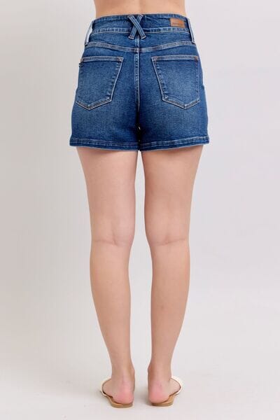 Judy Blue Full Size Double Button Waistband Denim Shorts Plus Size - Sydney So Sweet