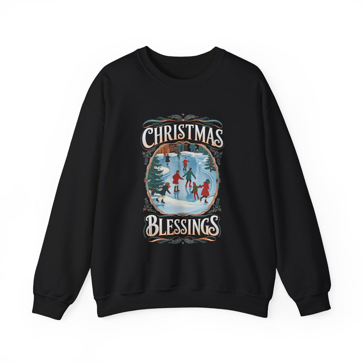 Christmas Blessings Ice Skating Crewneck Unisex Sweatshirt