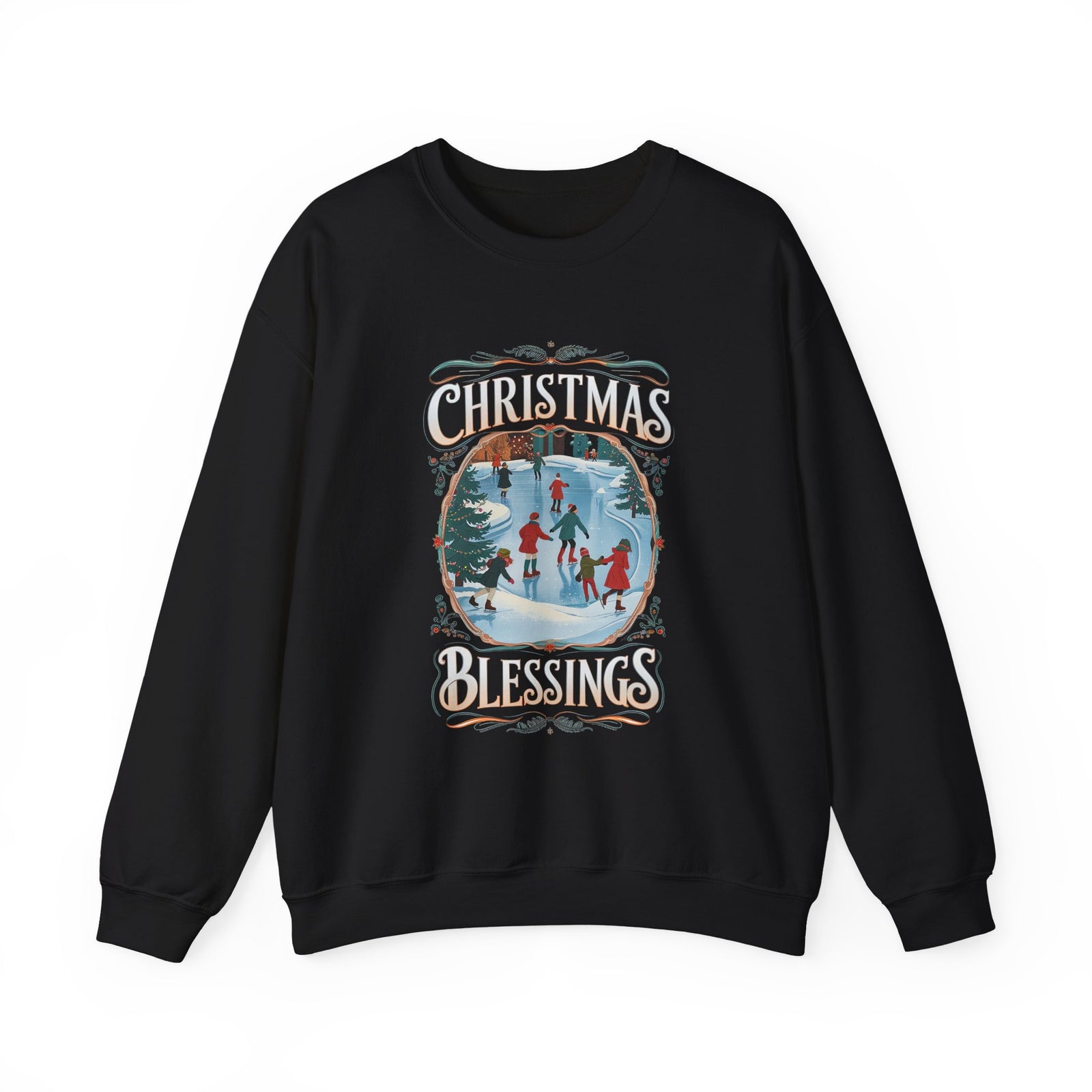 Christmas Blessings Ice Skating Crewneck Unisex Sweatshirt