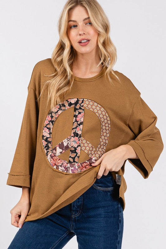 SAGE + FIG Floral Peace Patch Round Neck Top - Sydney So Sweet