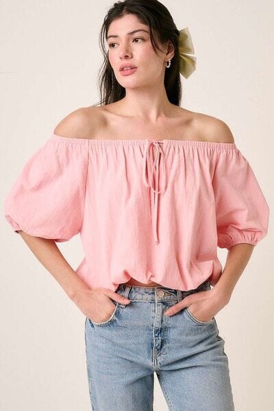 Mittoshop Linen Two-Way Short Sleeve Crop Blouse - Sydney So Sweet