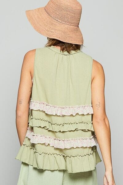 POL Ruffled Open Front Sleeveless Cardigan - Sydney So Sweet