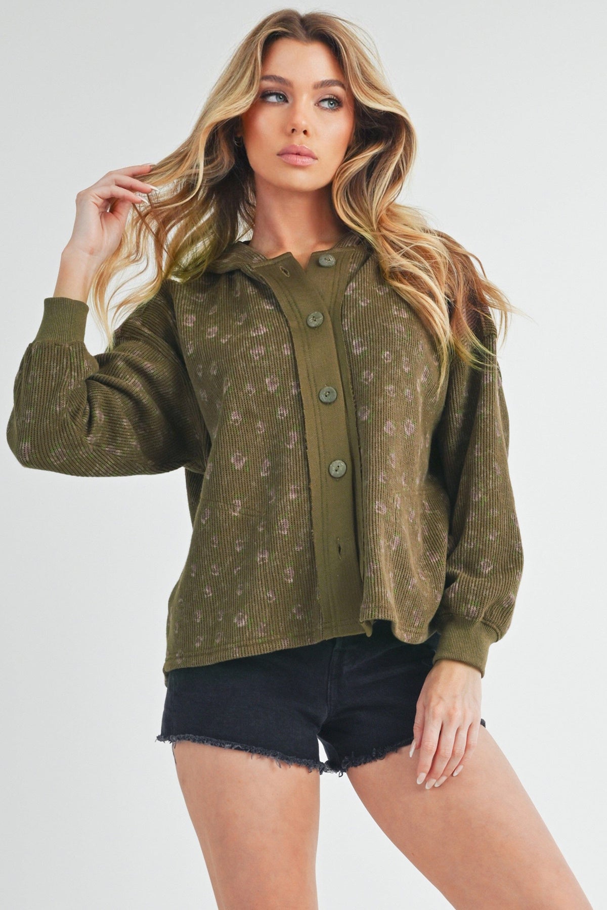 Aemi + Co Floral Button Up Hooded Jacket - Sydney So Sweet