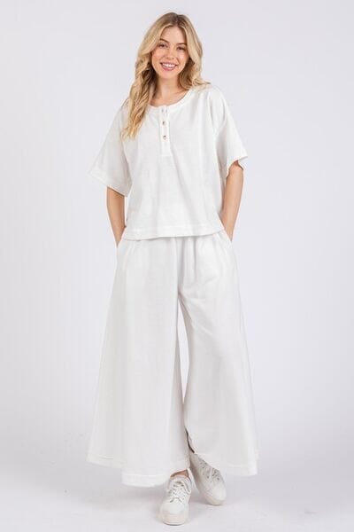 Ces Femme Half Button Half Sleeve Top and Pants Set - Sydney So Sweet