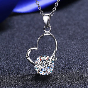 2 Carat Moissanite Heart 925 Sterling Silver Necklace - Sydney So Sweet