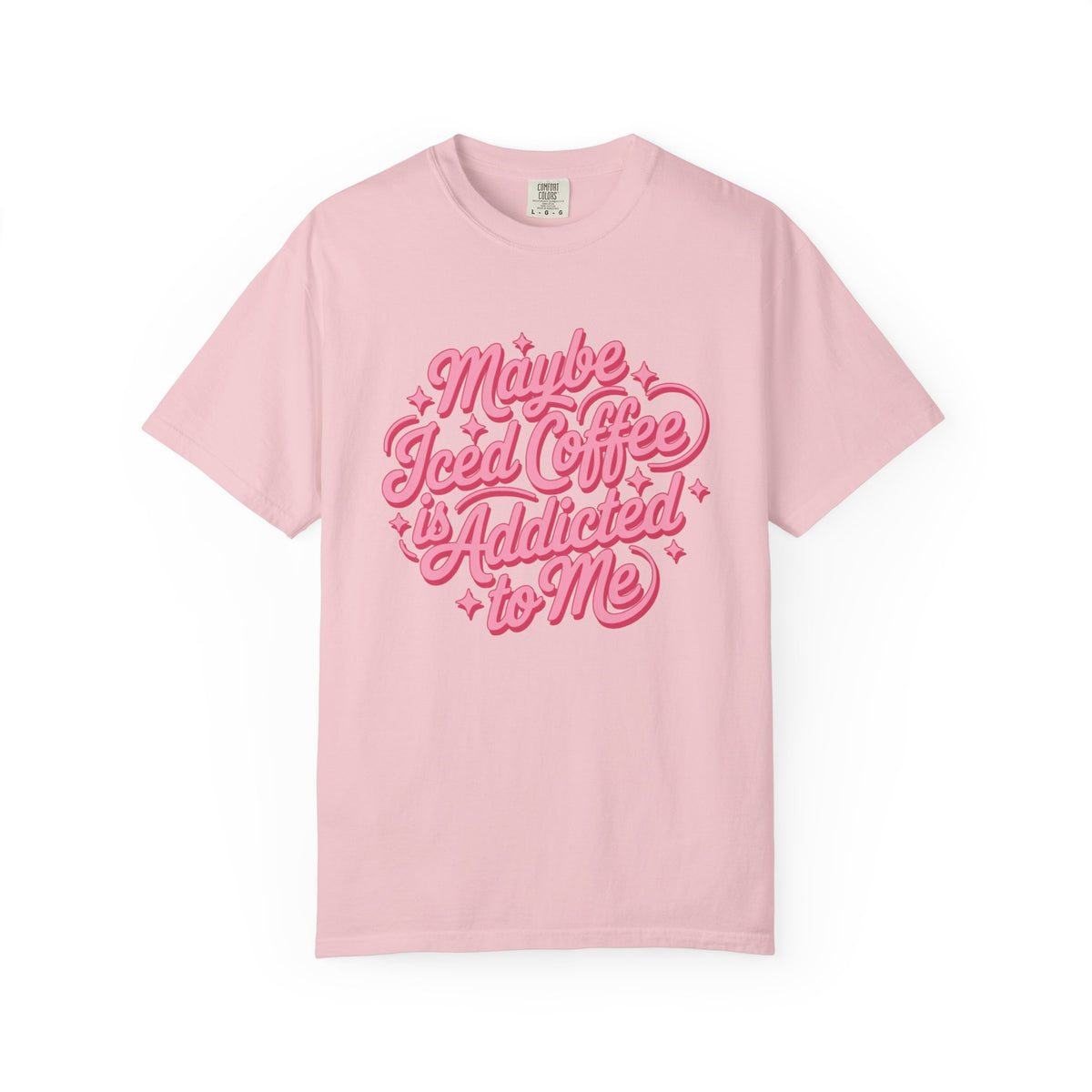 Maybe Iced Coffee Is Addicted to Me Retro Script T-Shirt Coffee Lover Tee