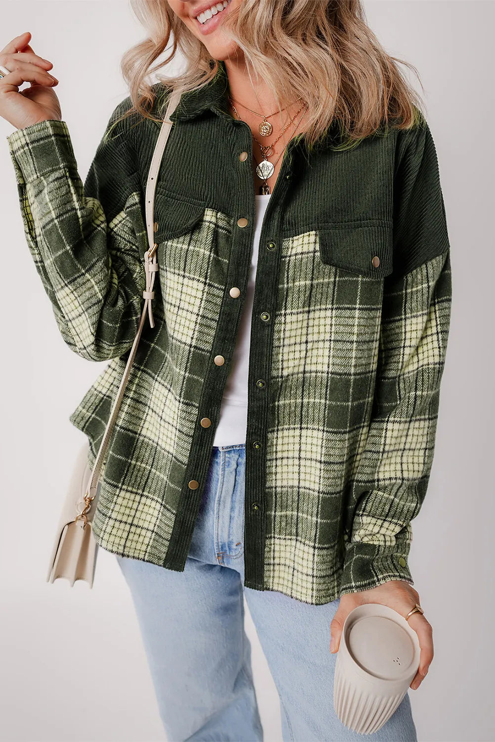 Plaid Button Up Long Sleeve Jacket - Sydney So Sweet