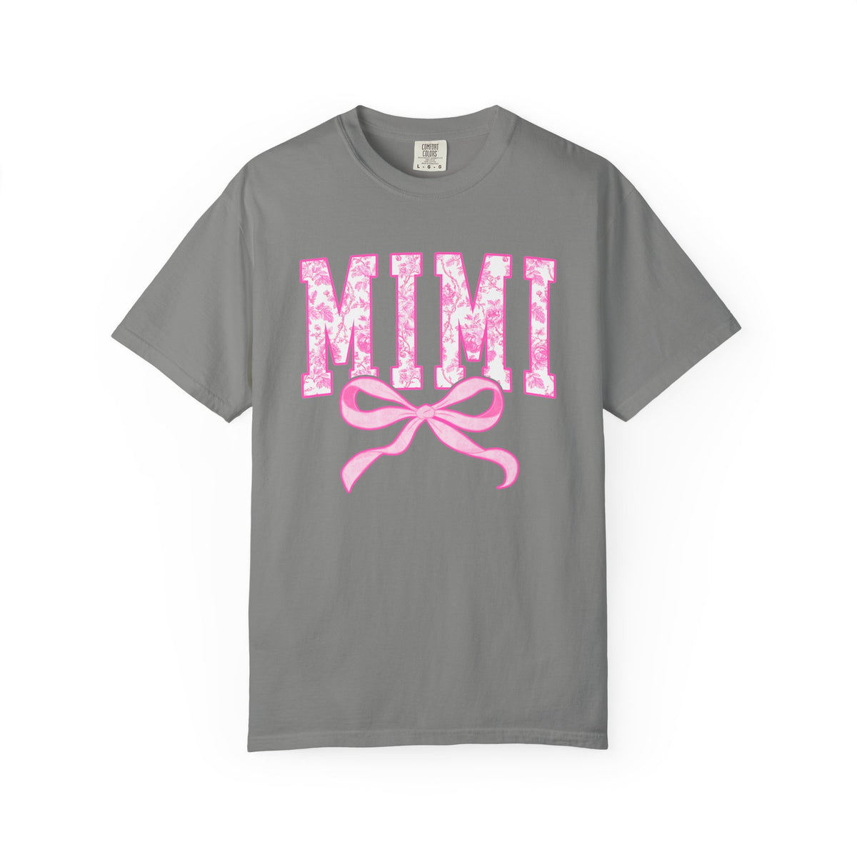 Mimi Coquette Pink Toile Bow T-Shirt Cute Grandmother Graphic Tee