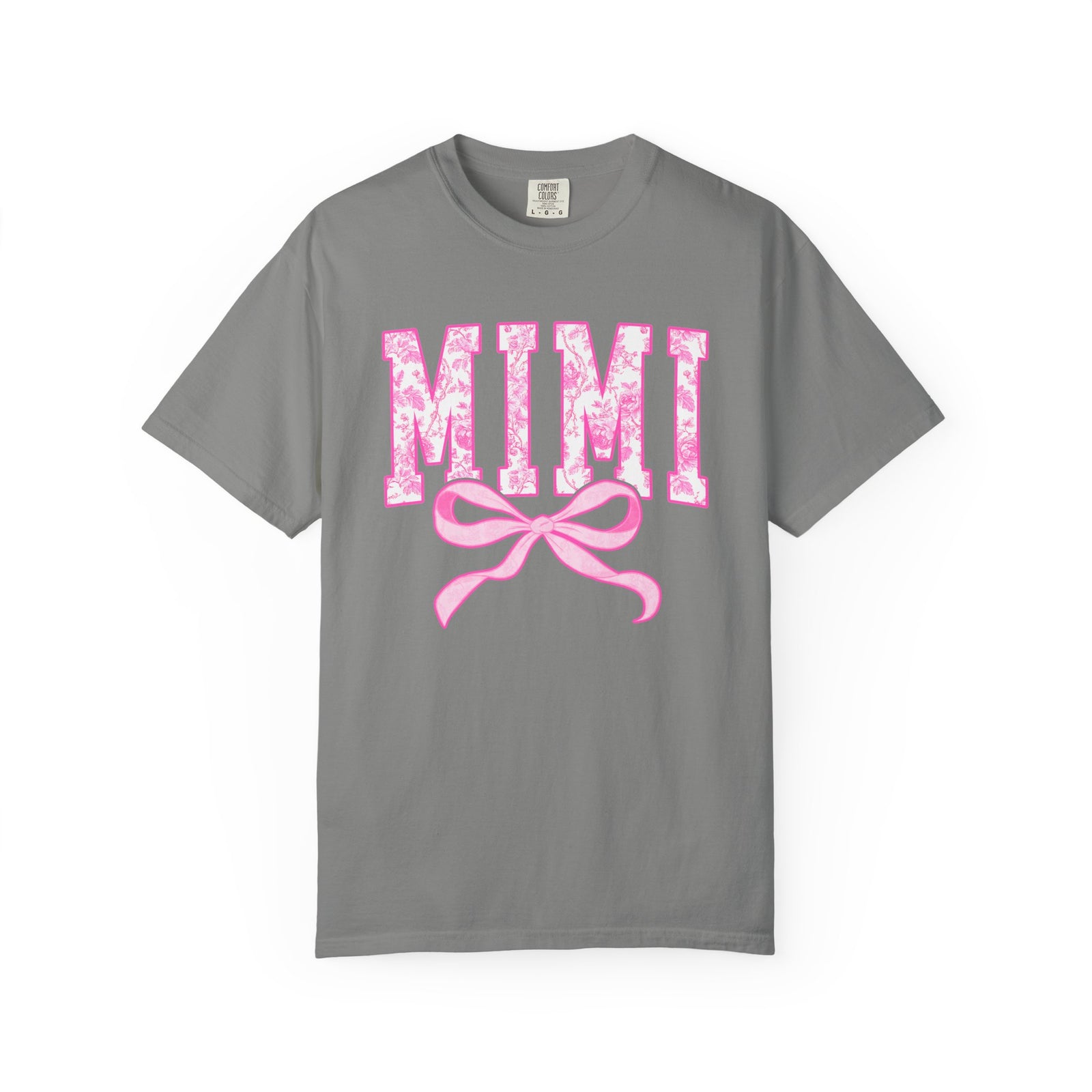 Mimi Coquette Pink Toile Bow T-Shirt Cute Grandmother Graphic Tee