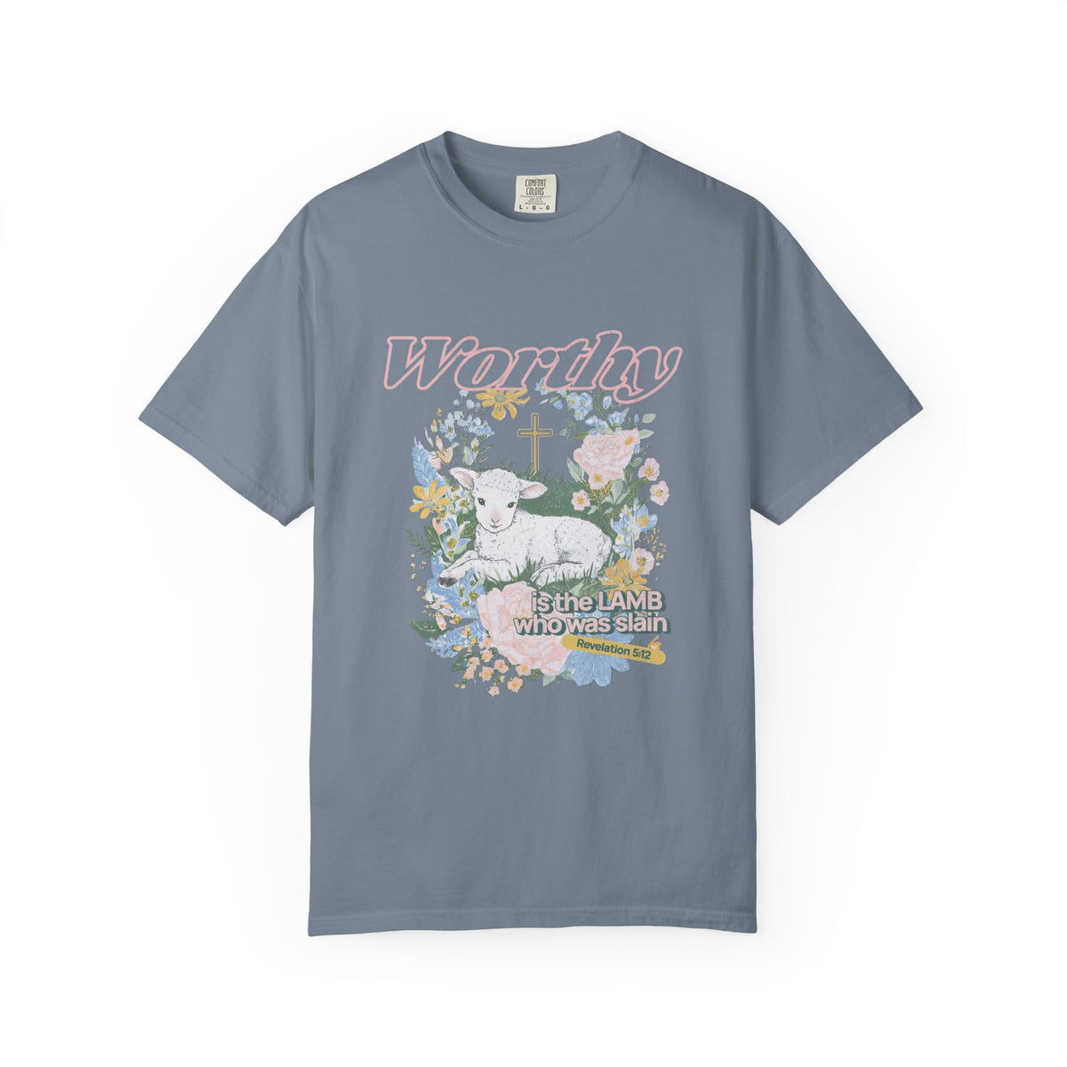 Worthy is the Lamb Who Was Slain Floral Easter Graphic Distressed T-Shirt Christian Tee