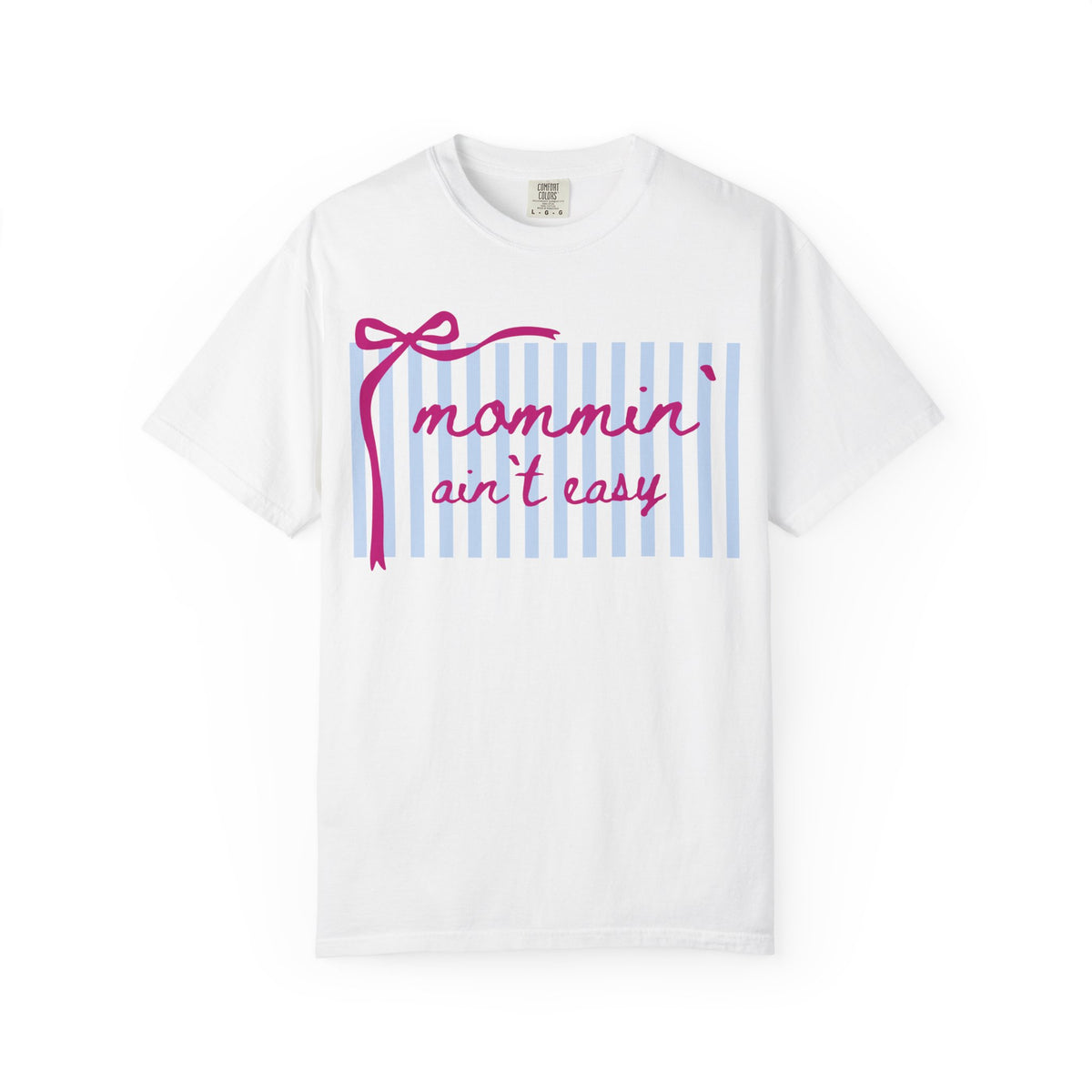 Mommin' Ain't Easy Graphic T-Shirt Cute Striped Mom Life Tee