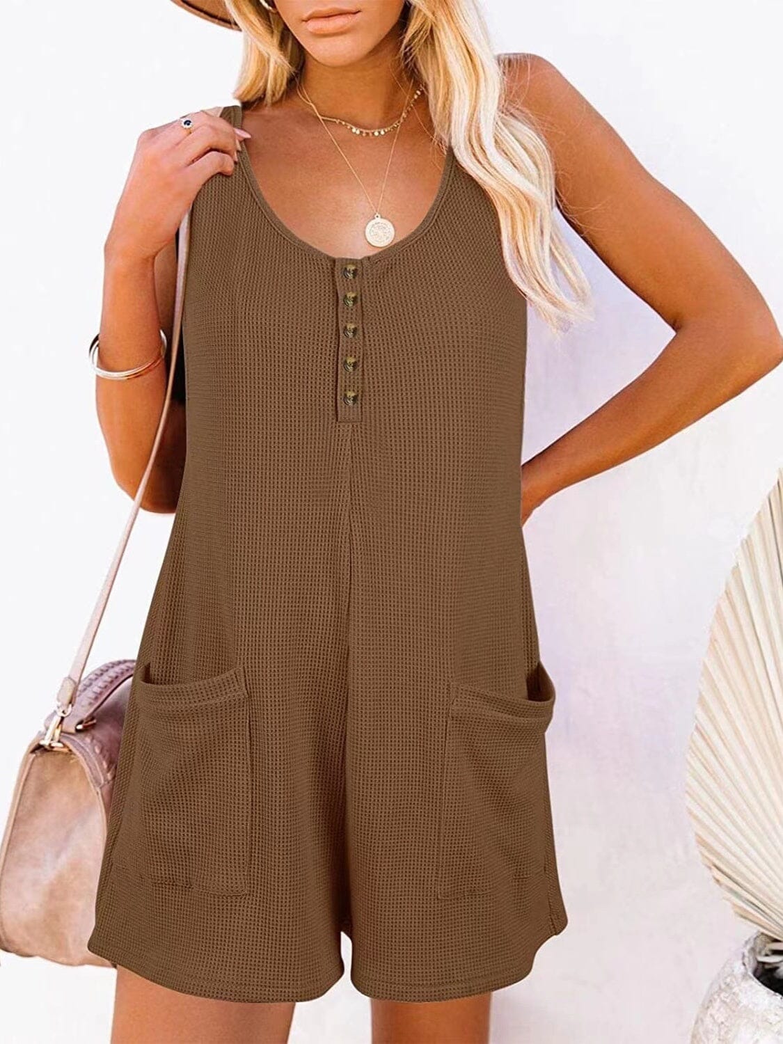 Full Size Pocketed Scoop Neck Sleeveless Romper - Sydney So Sweet