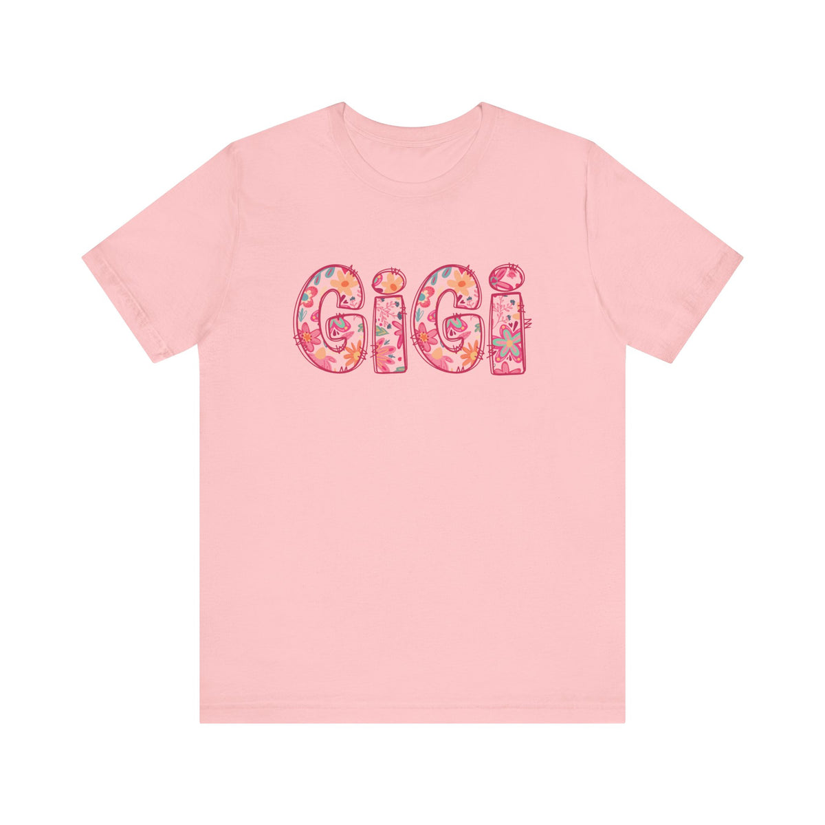 Gigi Boho Pink Floral Graphic T‑Shirt Flower Pattern Grandmother Tee