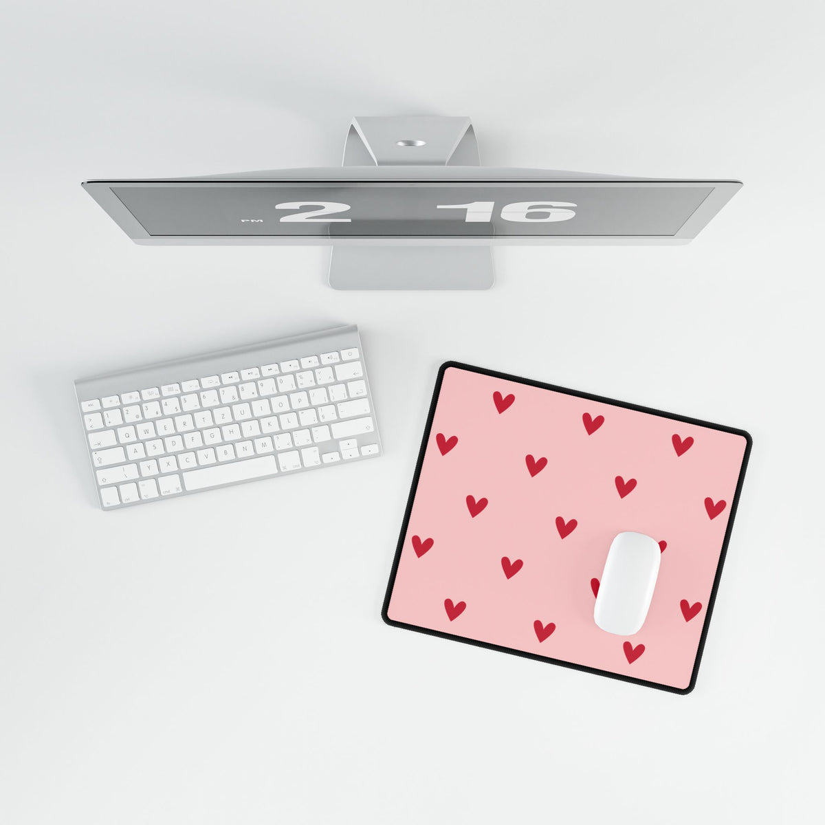 Pink Heart Pattern Desk Mat