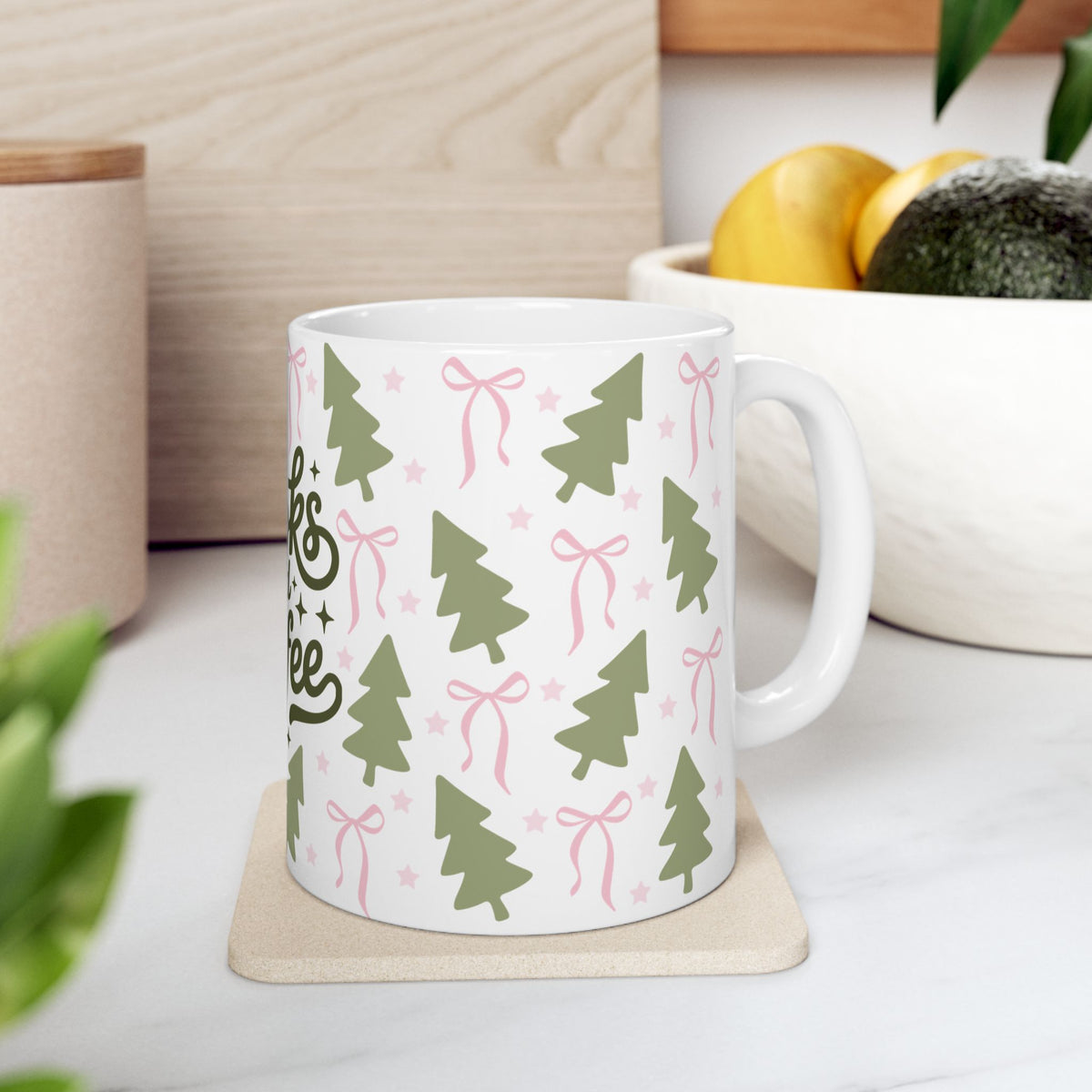 Books & Coffee Coquette Trees Ceramic Mug Coffee Cup (11oz & 15oz)