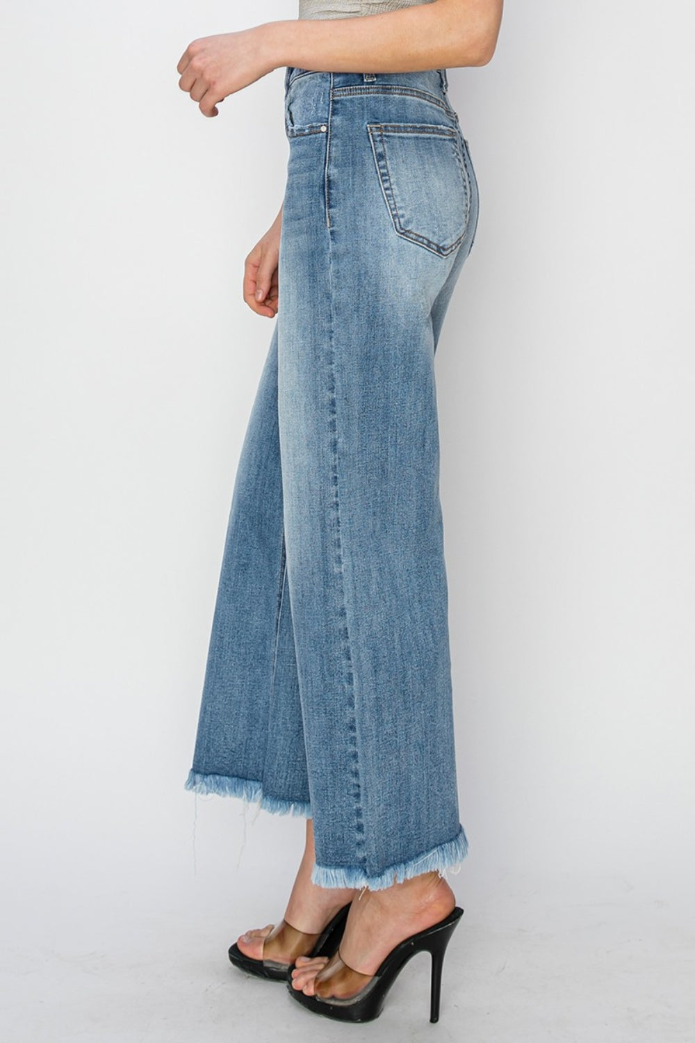 RISEN Raw Hem Cropped Wide Leg Jeans - Sydney So Sweet