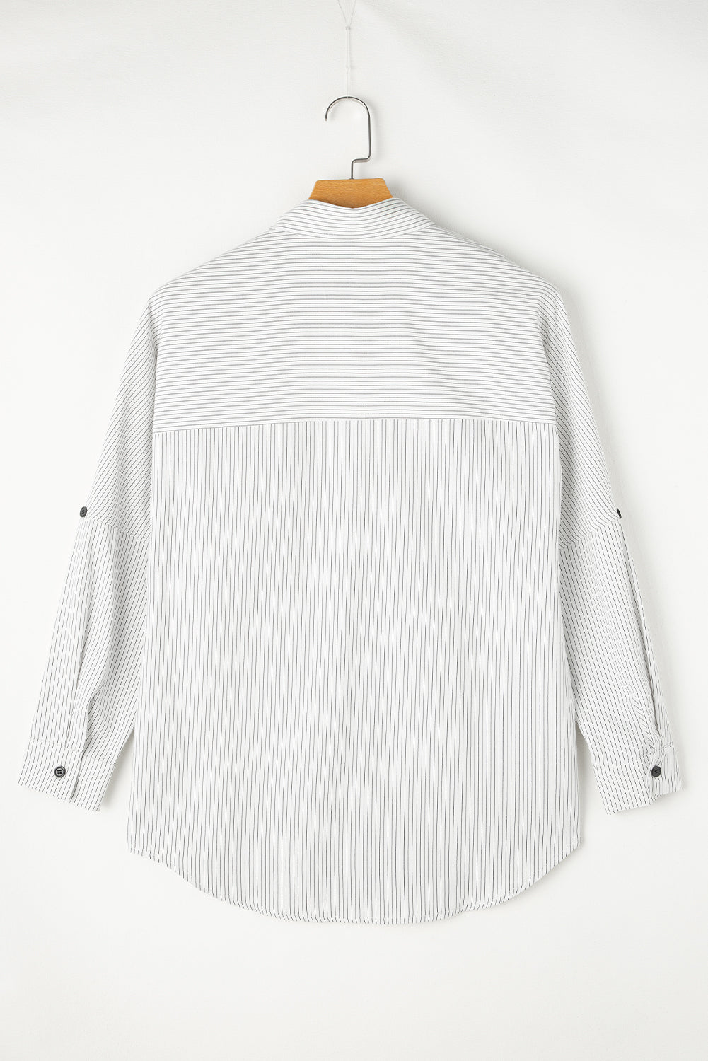 Pocketed Striped Collared Neck Long Sleeve Shirt - Sydney So Sweet