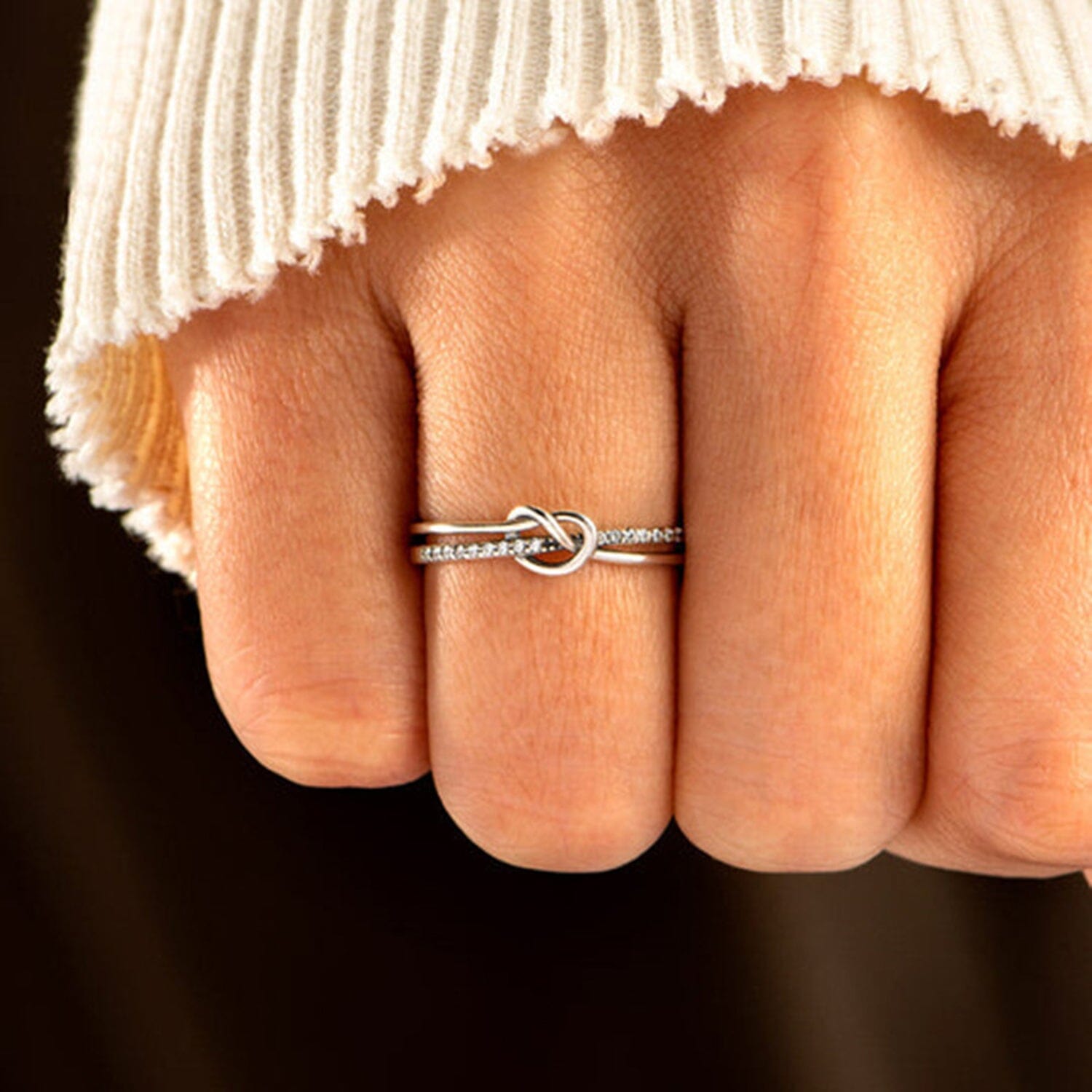 925 Sterling Silver Double-Layered Knot Ring - Sydney So Sweet