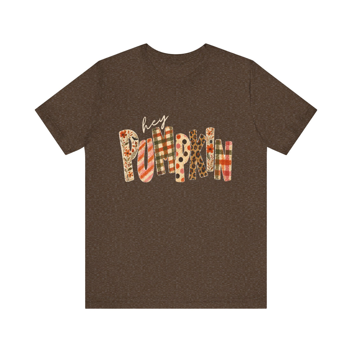 Hey Pumpkin T-Shirt Fall Plaid & Floral Pumpkin Graphic Tee