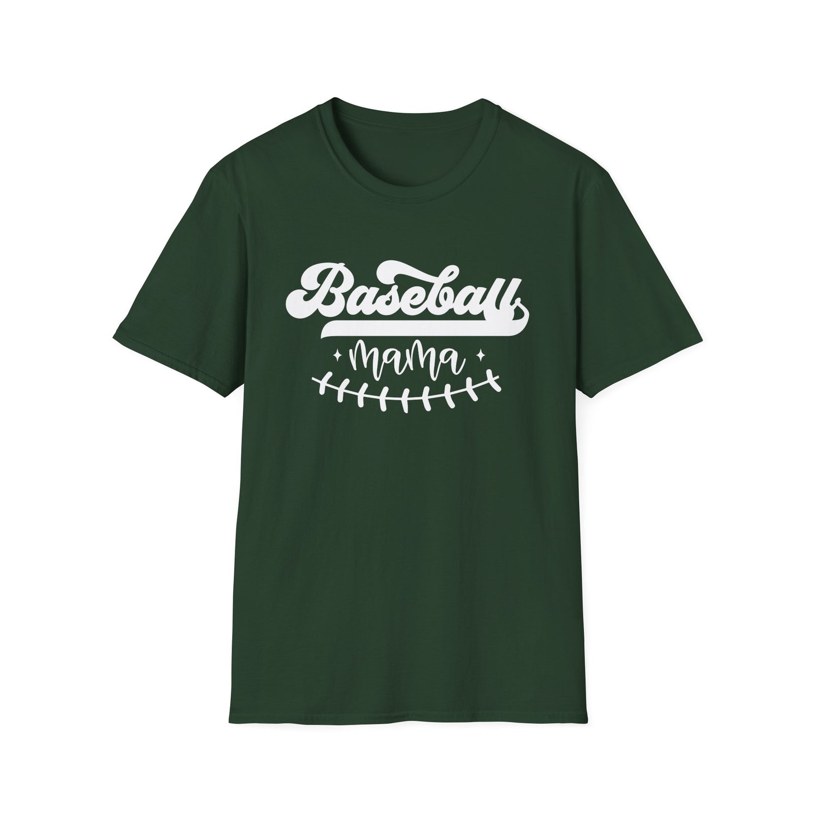 Baseball Mama Stitch Graphic T-Shirt Cute Sports Mom Tee (12 Team Colors)