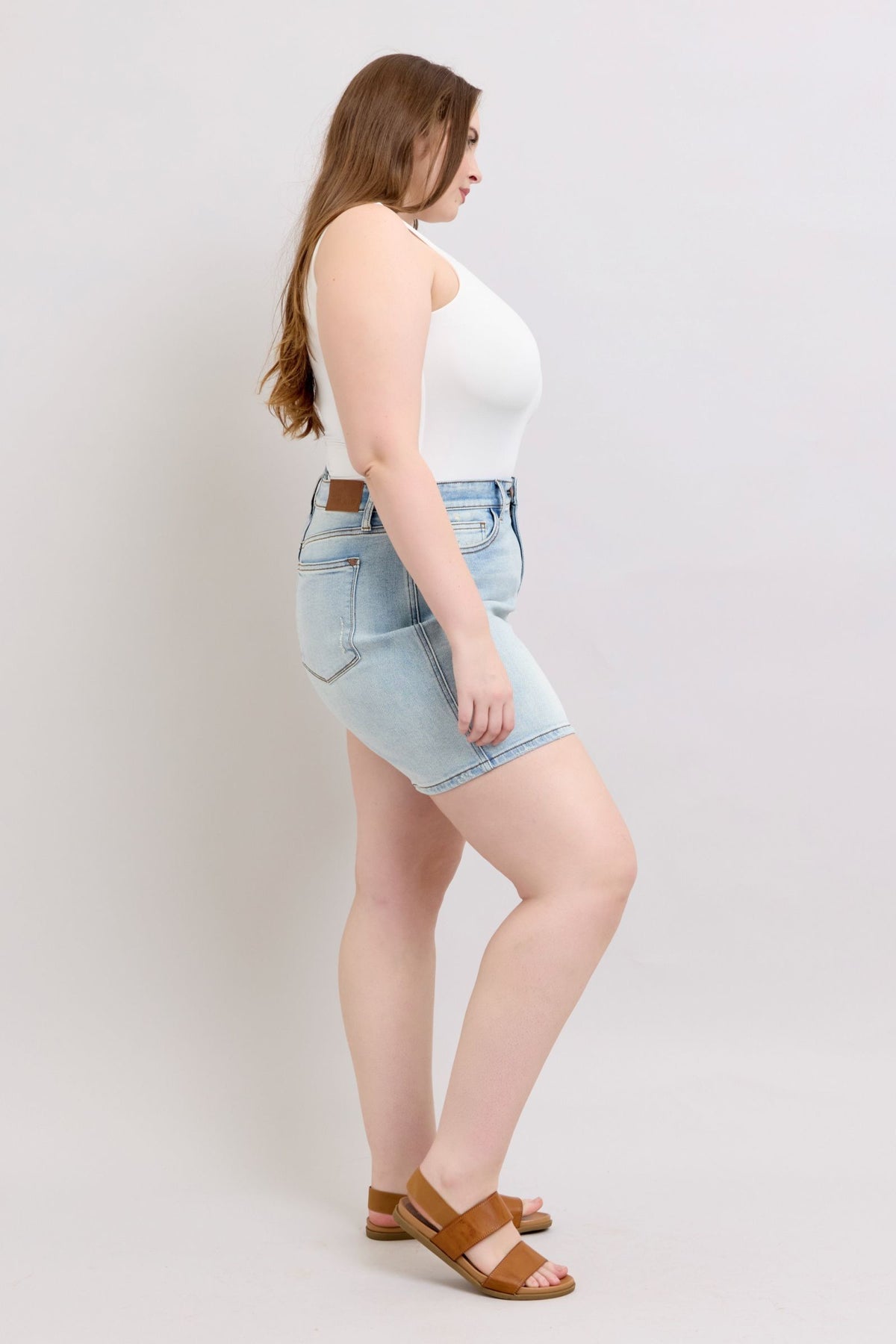 Judy Blue Full Size 2 Button Denim Shorts with Pockets Plus Size - Sydney So Sweet