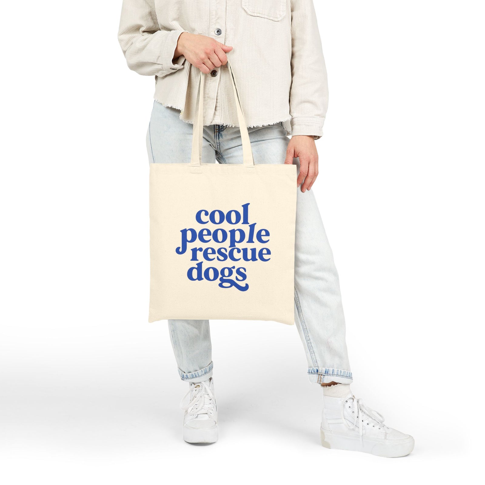 Cool People Rescue Dogs Dog Mom Cotton Canvas Tote Bag