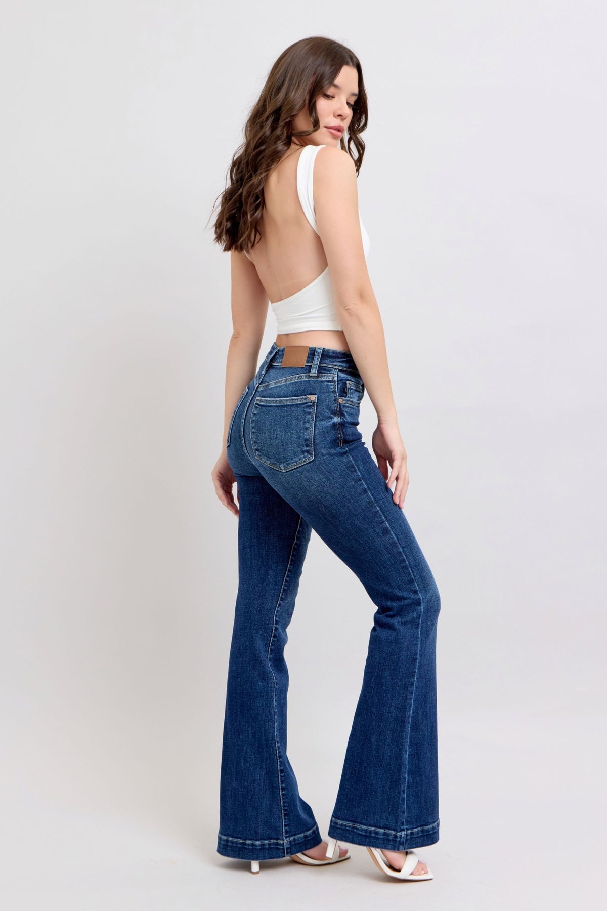 Judy Blue Full Size High Rise Flare Jeans with Pockets Plus Size - Sydney So Sweet