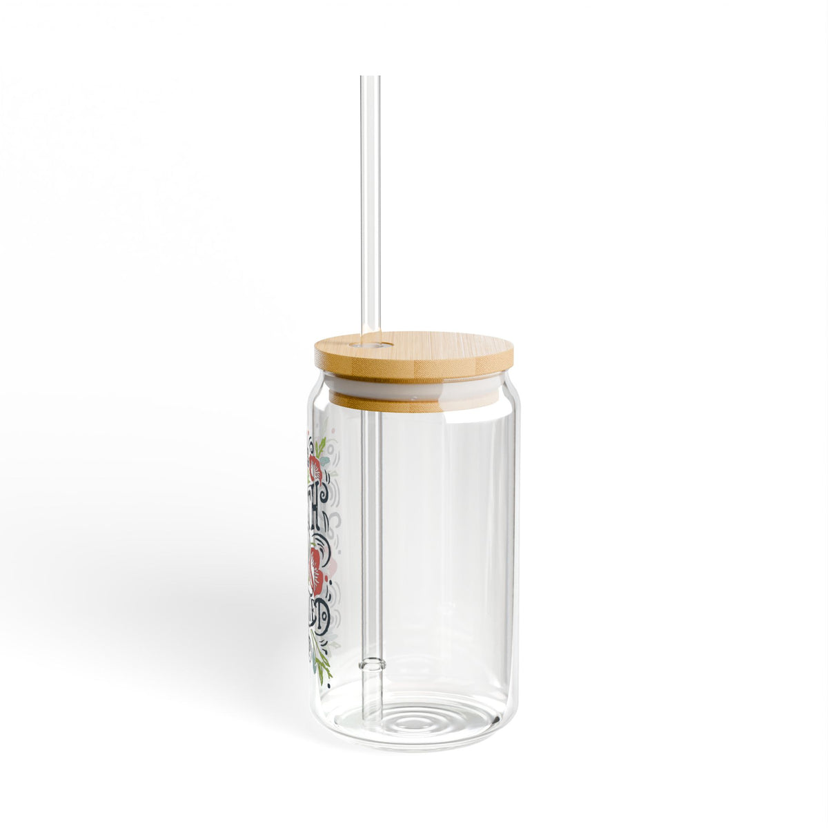 Death Is Defeated Christian Sipper Glass 16oz Reusable Drink Jar with Lid & Straw