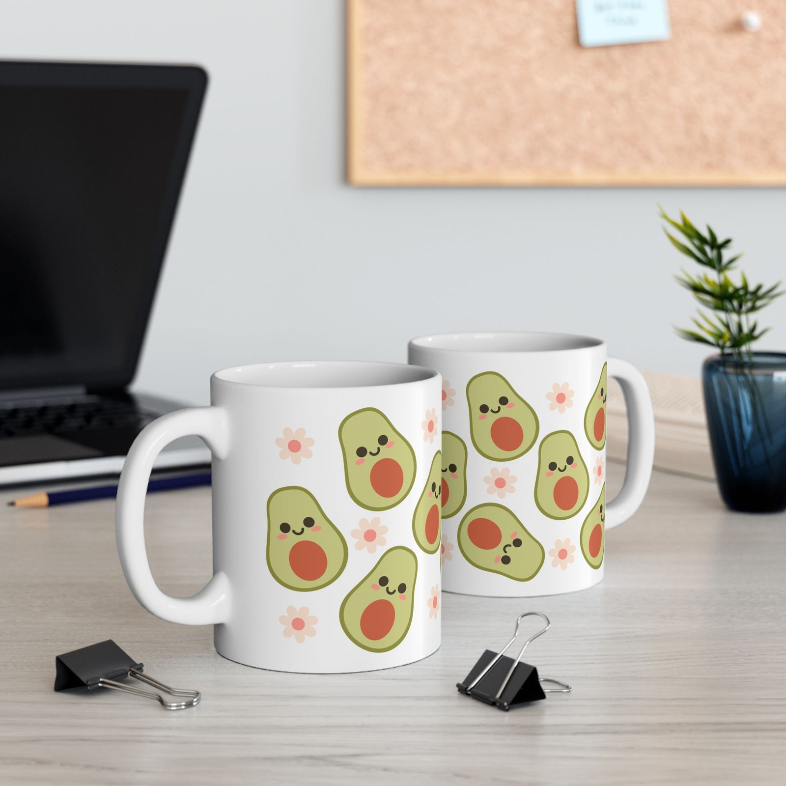 Happy Avocado Cute Ceramic Mug Coffee Cup (11oz & 15oz)