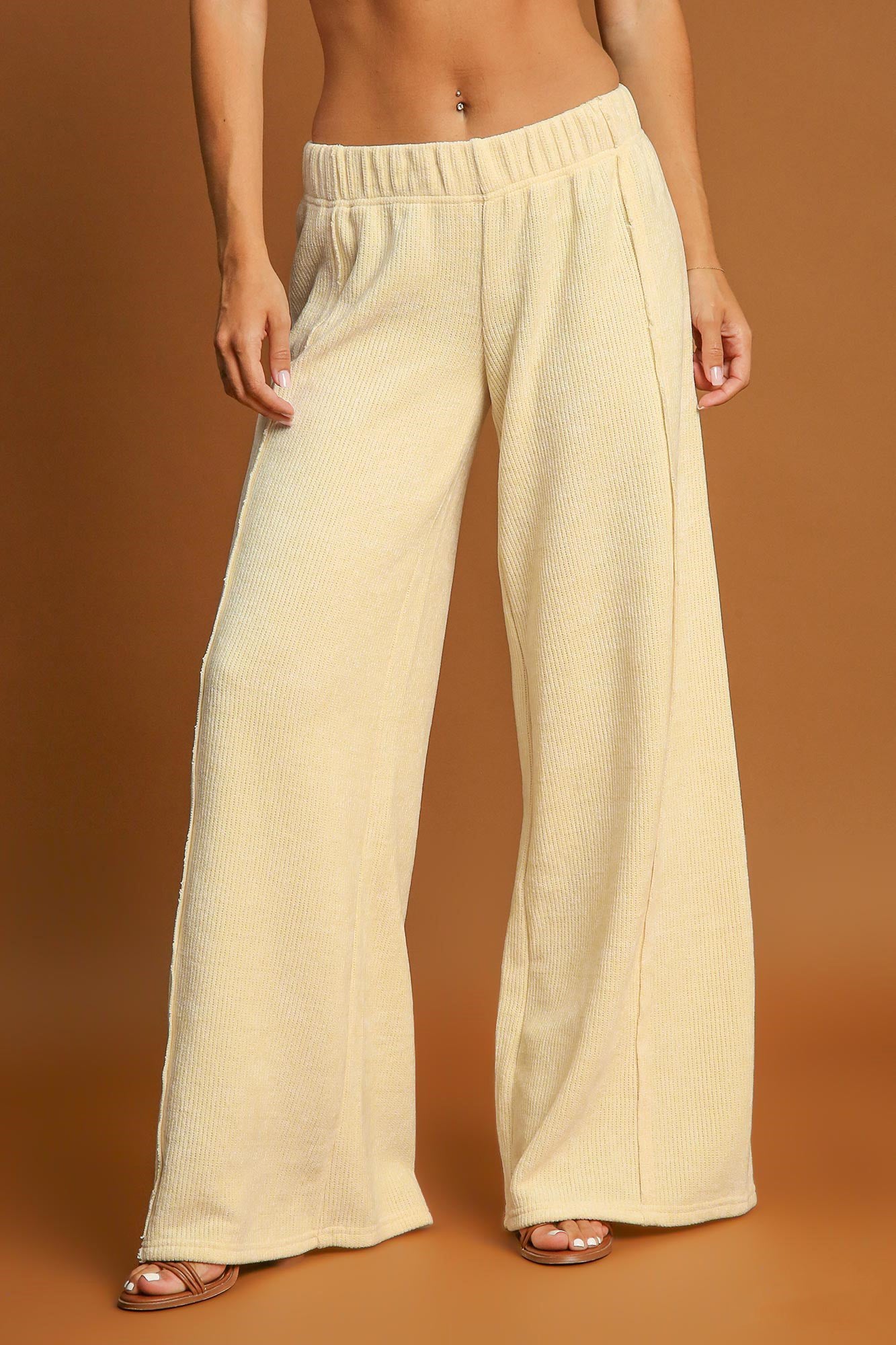 Umgee Elastic Waist Wide Leg Pants - Sydney So Sweet