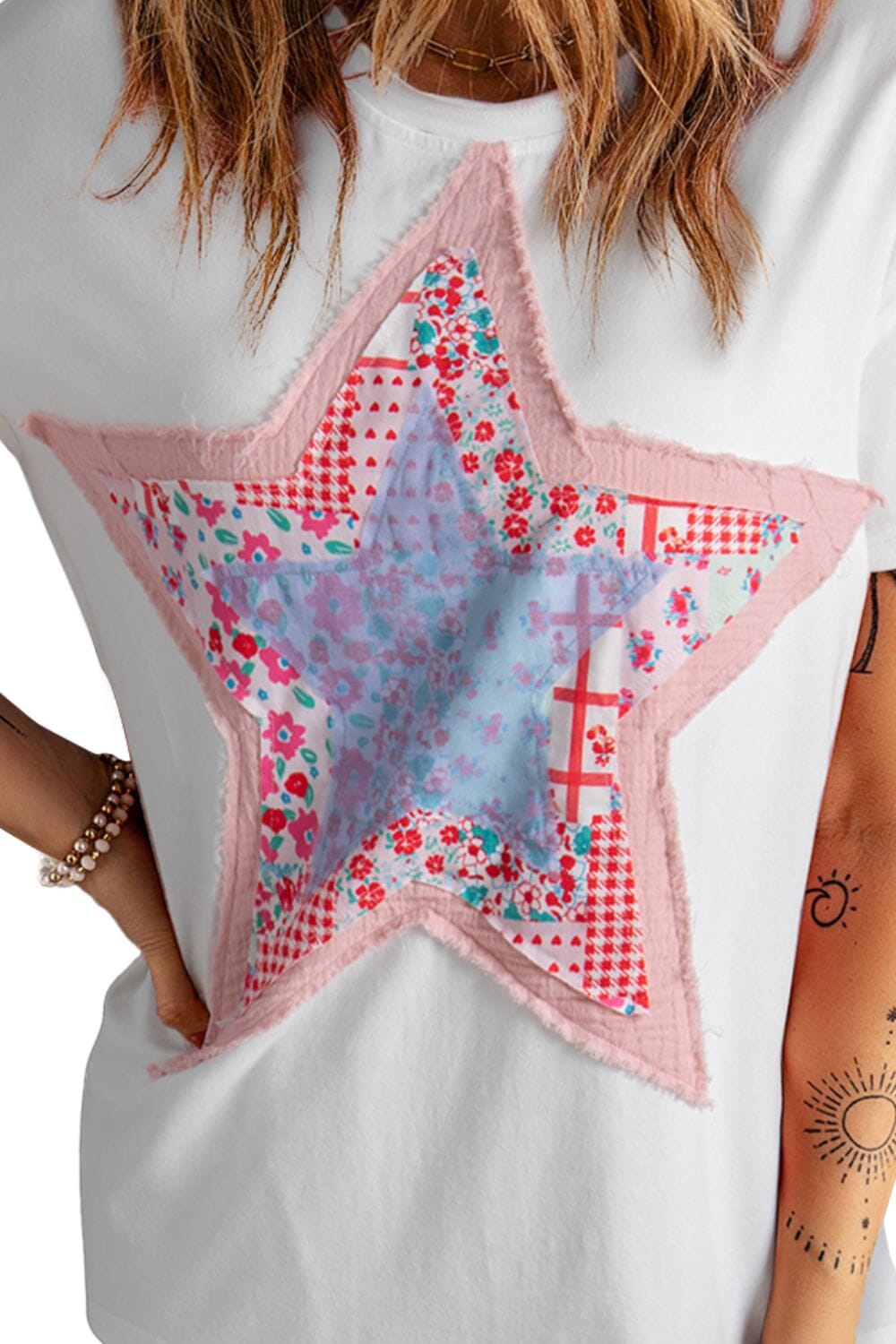 Star Round Neck Short Sleeve T-Shirt in Pink or White - Sydney So Sweet