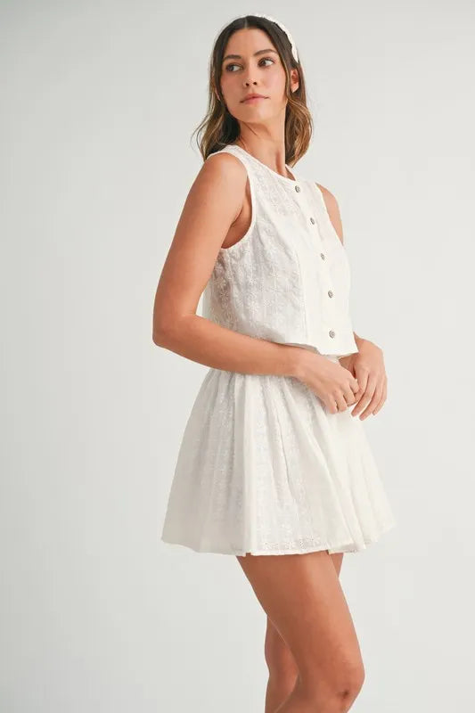 MABLE Eyelet Lace Top and Mini Skirt Set - Sydney So Sweet