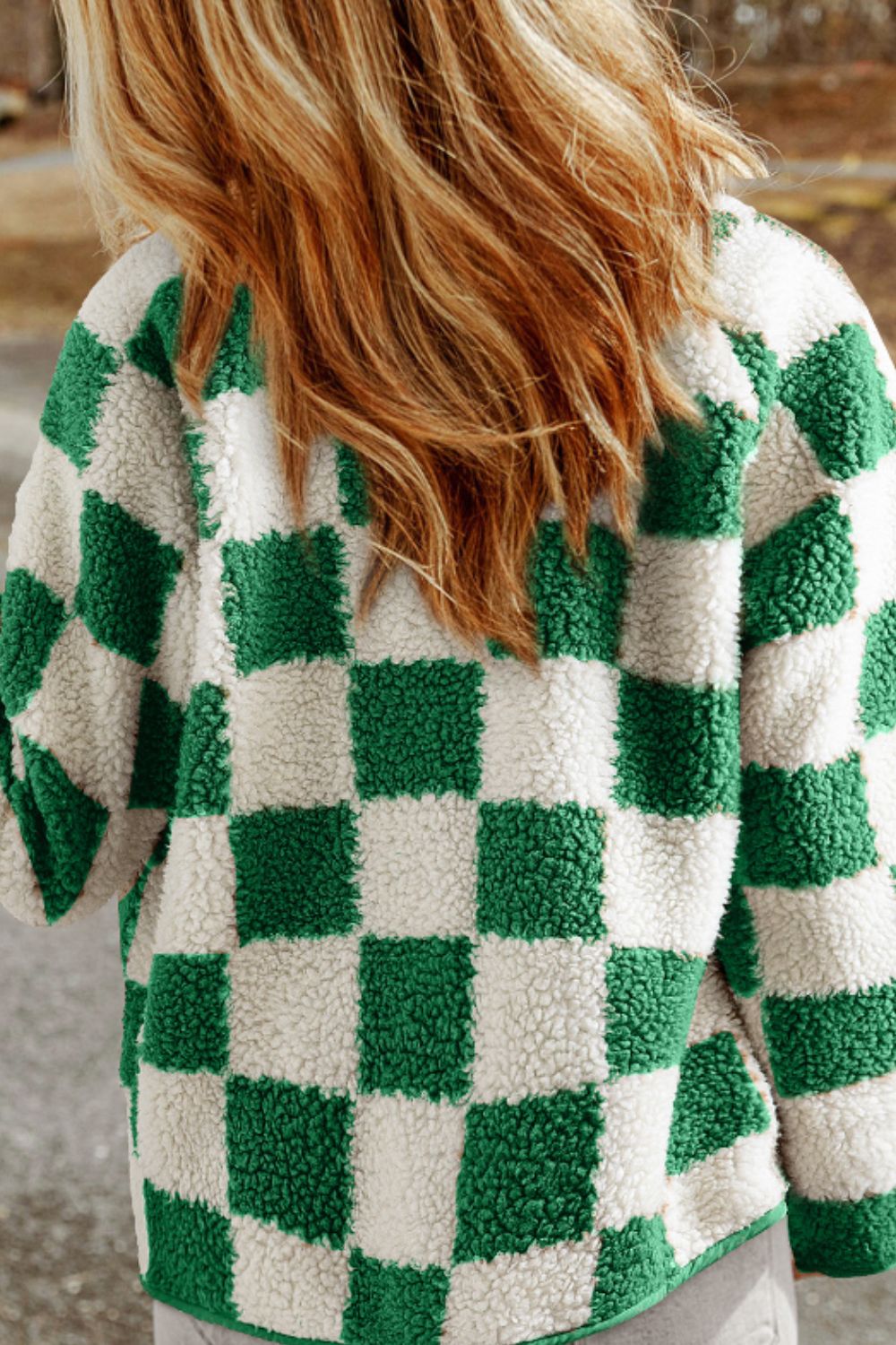 Checkered Snap Down Long Sleeve Jacket - Sydney So Sweet