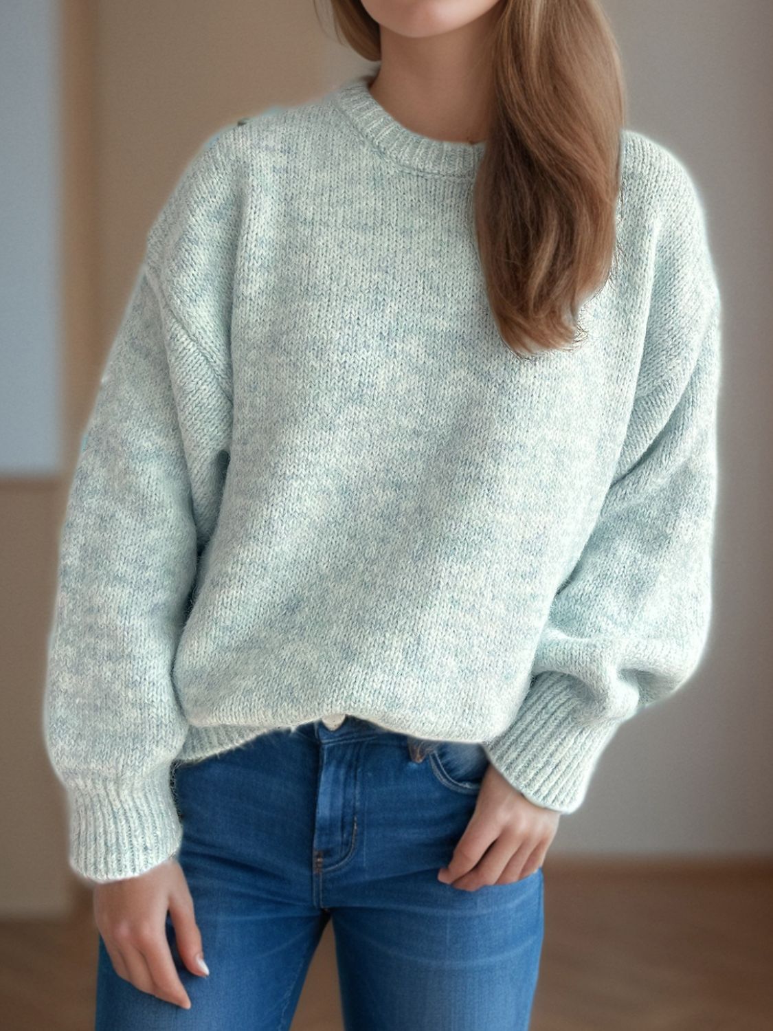 Round Neck Long Sleeve Sweater - Sydney So Sweet