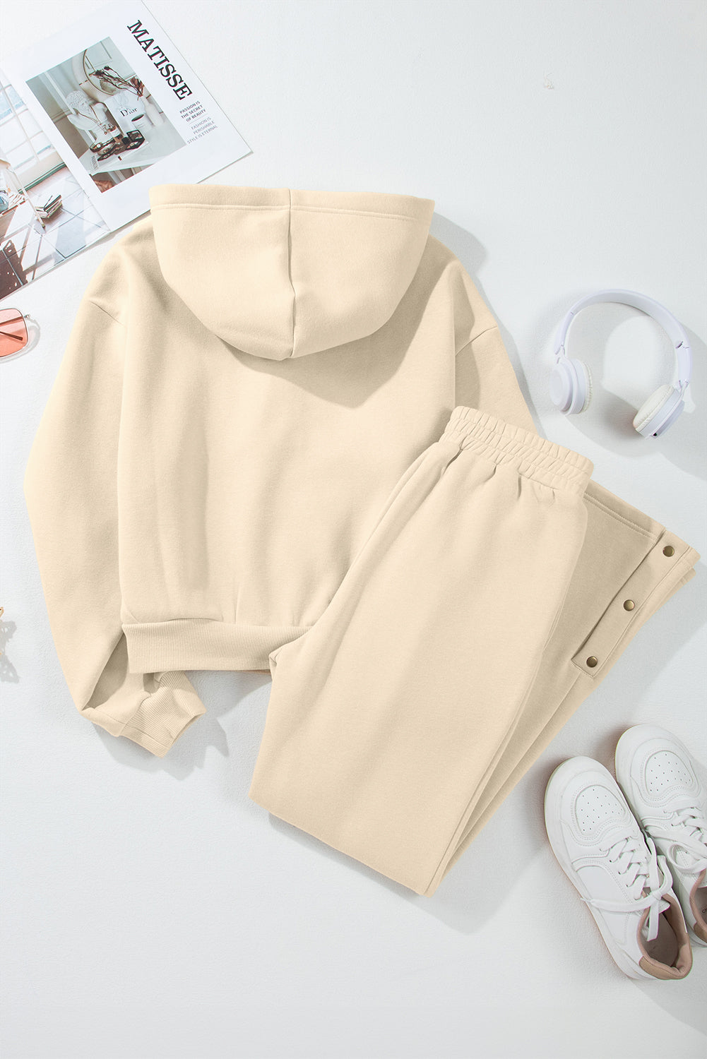 Half Snap Long Sleeve Hooded Top and Pants Set - Sydney So Sweet