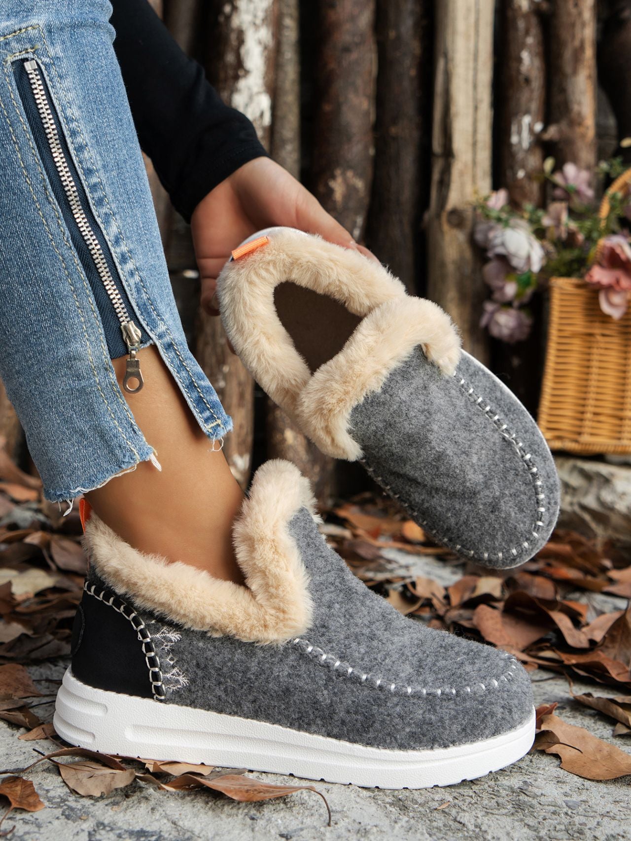 Furry Suede Round Toe Flat Sneakers - Sydney So Sweet