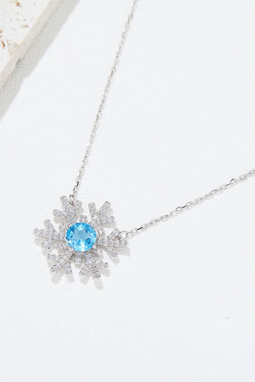 925 Sterling Silver Topaz Snowflake Shape Necklace - Sydney So Sweet