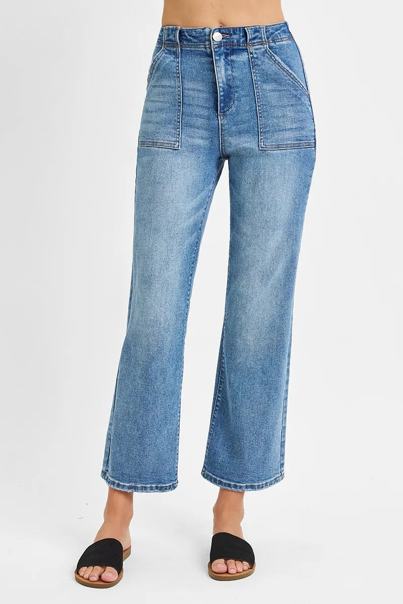 RISEN Full Size High Waisted Bootcut Cropped Jeans Plus Size - Sydney So Sweet