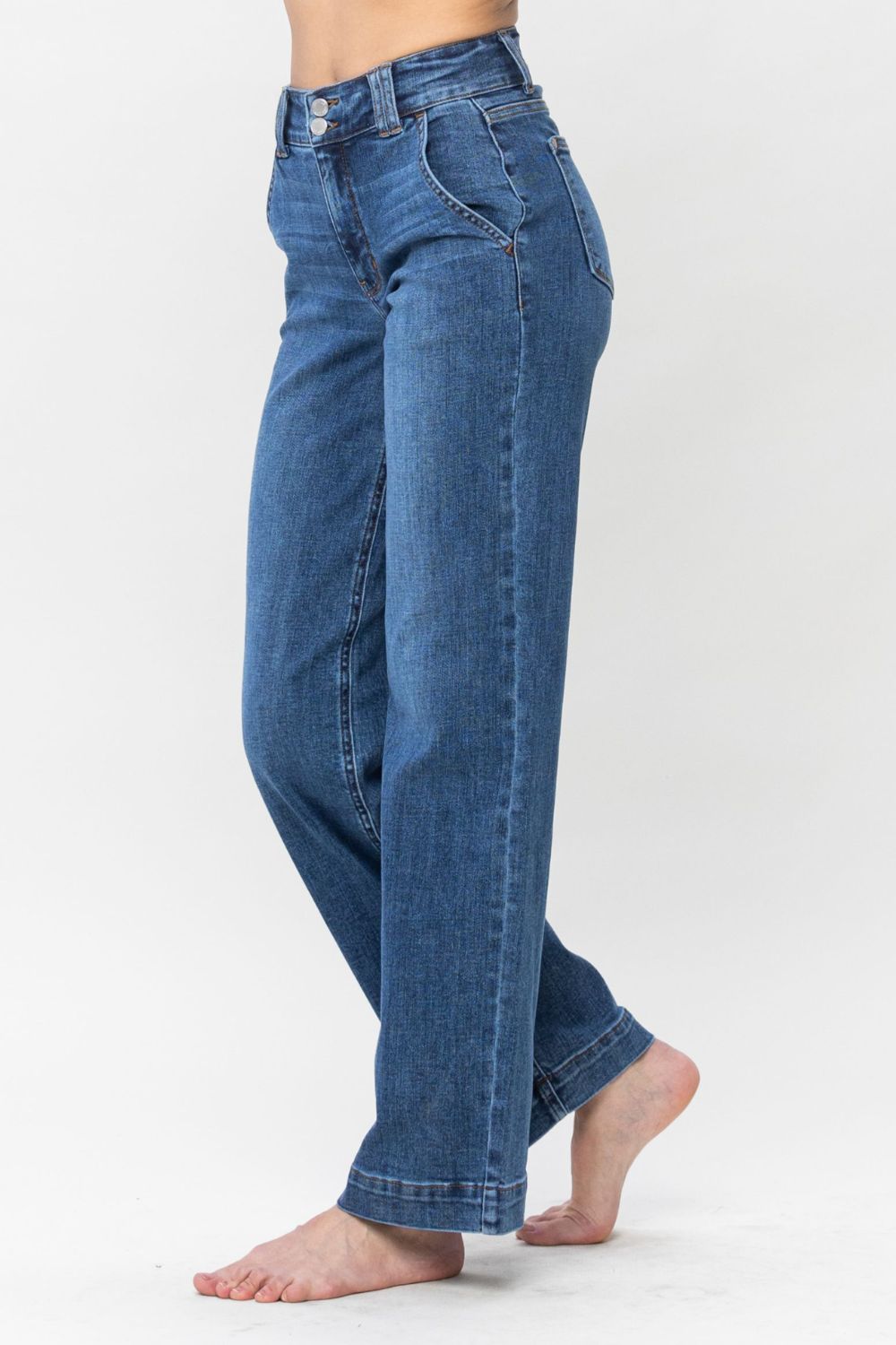 Judy Blue Full Size Double Button Wide Leg Jeans - Sydney So Sweet