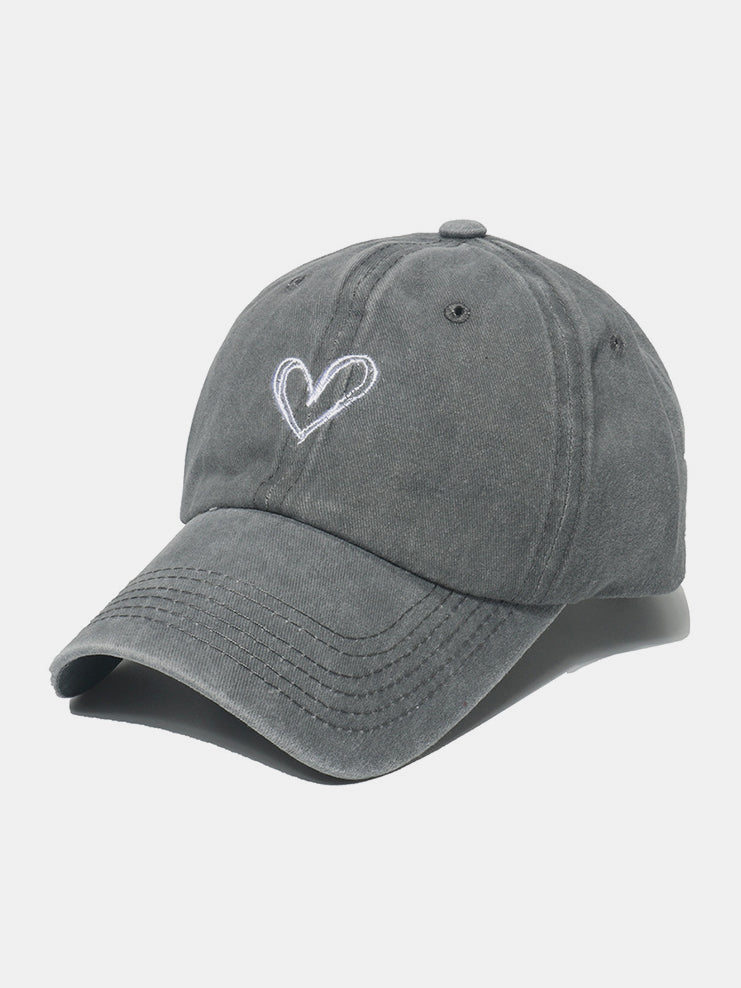 Embroidered Heart Washed Cotton Baseball Cap - Sydney So Sweet