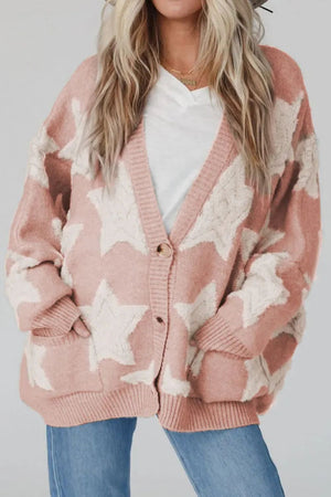 Star Button Up Long Sleeve Cardigan - Sydney So Sweet