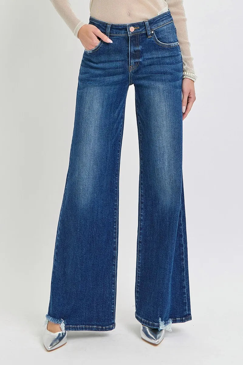 RISEN Full Size Mid Rise Wide Jeans Plus Size - Sydney So Sweet