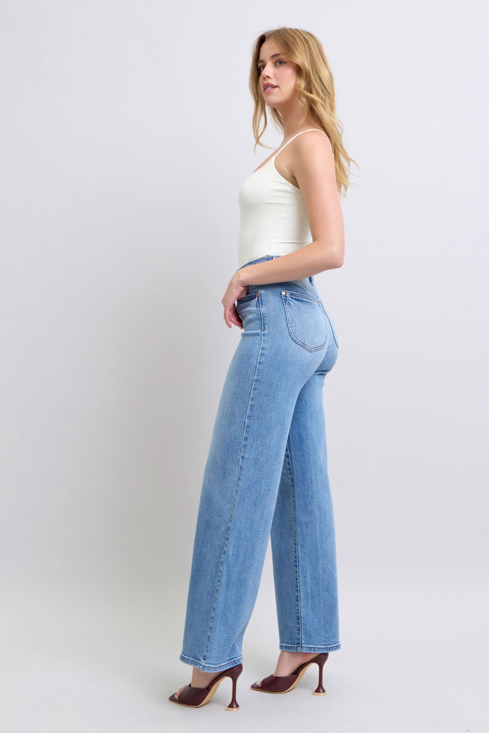 Judy Blue Full Size Wide Leg Jeans with Pockets - Sydney So Sweet